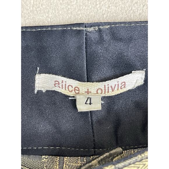 Alice Olivia Pants Womens 4 Gold Flare Leg Mid Rise Regular Fit Stretch Designer - Picture 4 of 13